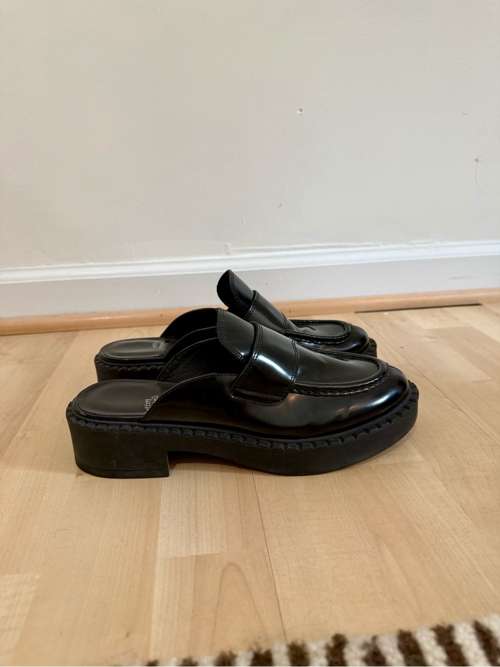 Jeffrey Campbell Black Patent Leather Lug Sole Women's Loafers